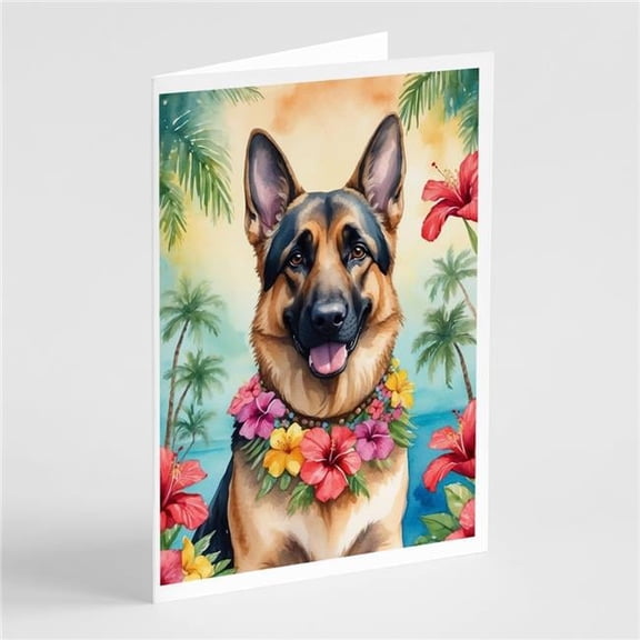 5 x 7 in. German Shepherd Luau Greeting Cards - Pack of 8
