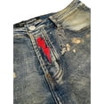 thumbnail image 7 of En Noir Men's Paint Splatter Embroidered Distressed Skinny Fit Denim Jeans (29, Sand Wash), 7 of 7