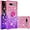Pink Mauve, variant on Clear Case for Google Pixel 7a with Kickstand for Girls Women, Liquid Glitter Sparkle Bling Cute Case Gradient Quicksand Cover for Google Pixel 7a JB Powder Blue
