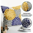 thumbnail image 4 of Mustard Yellow Navy Blue Grey Pillow Covers 16x16 Inch Set of 2 Dahlia Floral Decorative Throw Pillows For Couch Geometry Flowers Modern Pillow Cases Home Decor For Sofa Couch Porch Patio Outdoor, 4 of 6