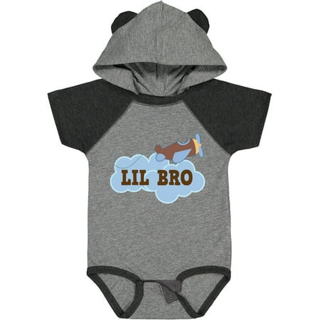 

Inktastic Lil Bro Airplane Boys Pilot Brother Gift Baby Boy Bodysuit