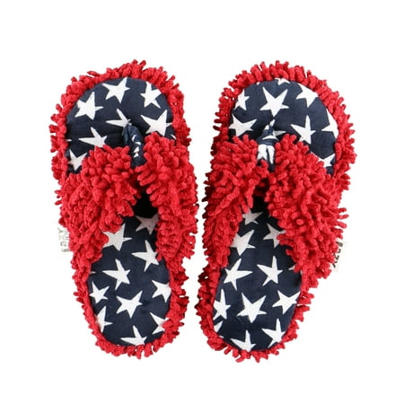 

LazyOne Flip-Flop Spa Slippers for Women Female Fuzzy House Slippers Stars & Stripes