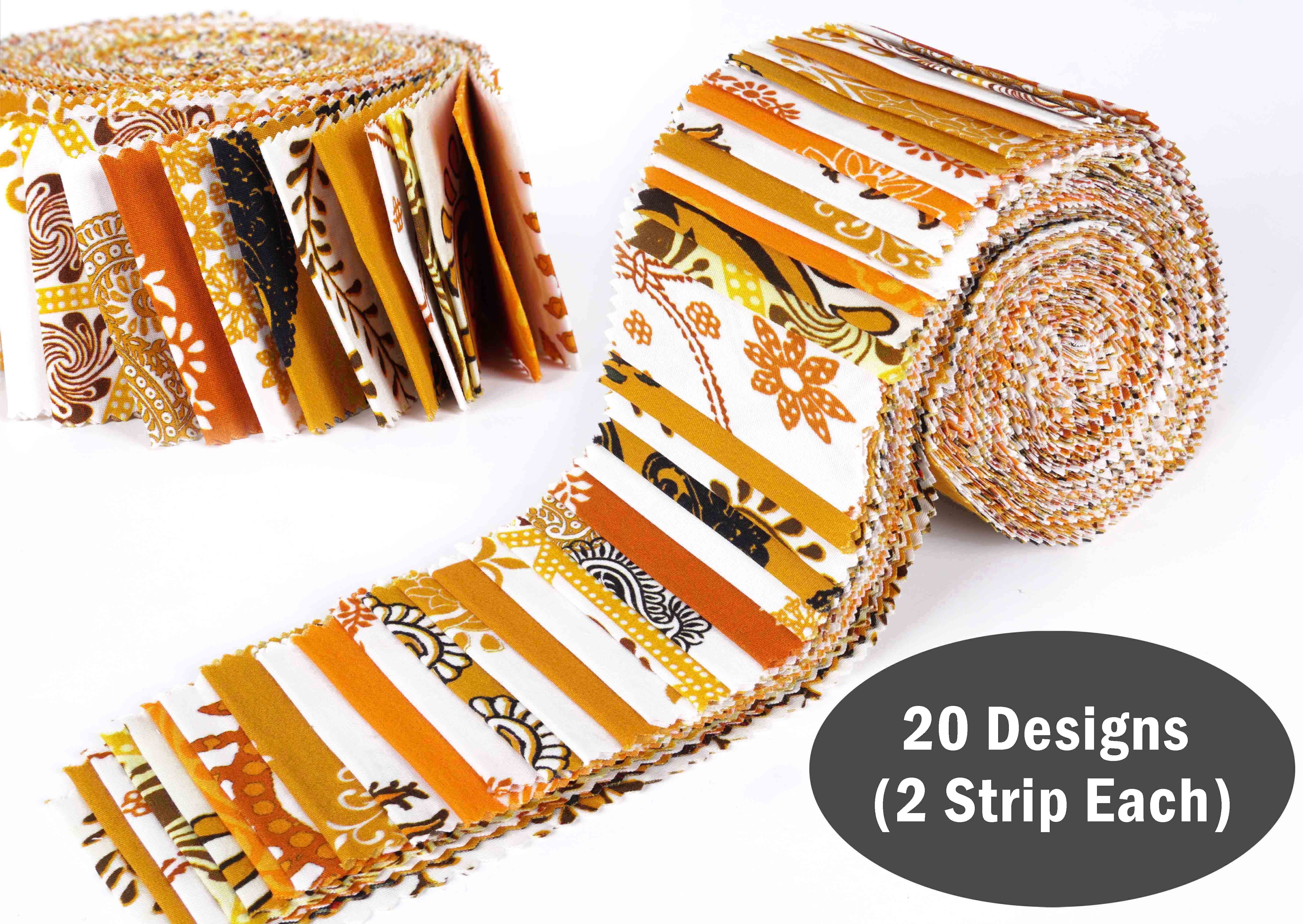 Soimoi 40Pcs Paisleys Print Cotton Precut Fabrics For Quilting Craft Strips 2.5 inches Jelly Roll - Orange