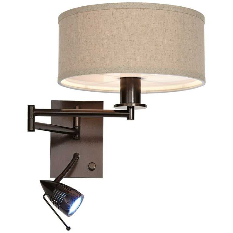 Possini Euro Design Radix Modern Swing Arm Wall Lamp Bronze with