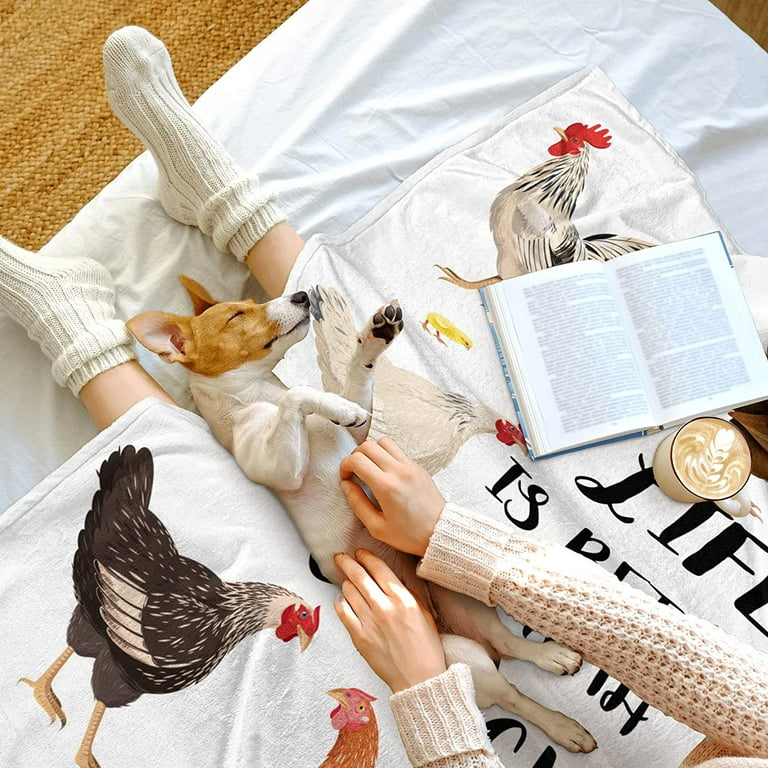 Cute Chicken Printed Blanket Soft Fuzzy Flannel Plush Throw