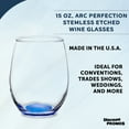thumbnail image 3 of Stemless Wine Glasses in Bulk by ARC Perfection, 15 oz -10 pack, Red or White Wine Glass Drinking Set, Blue, 3 of 5