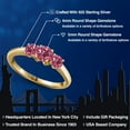 thumbnail image 2 of Gem Stone King 18K Yellow Gold Plated Silver Pink Tourmaline Engagement Ring for Women | 1.02 Cttw | Round 5MM | Gemstone October Birthstone | Size 9, 2 of 6
