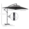 thumbnail image 3 of Outsunny Patio Offset Umbrella with Cross Base, Banana Parasol Dark Grey, 3 of 10
