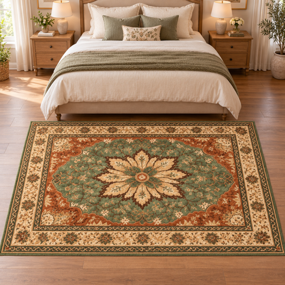 3'x5' Area Rug Vintage Floral Rug Non Slip Washable Indoor Carpet