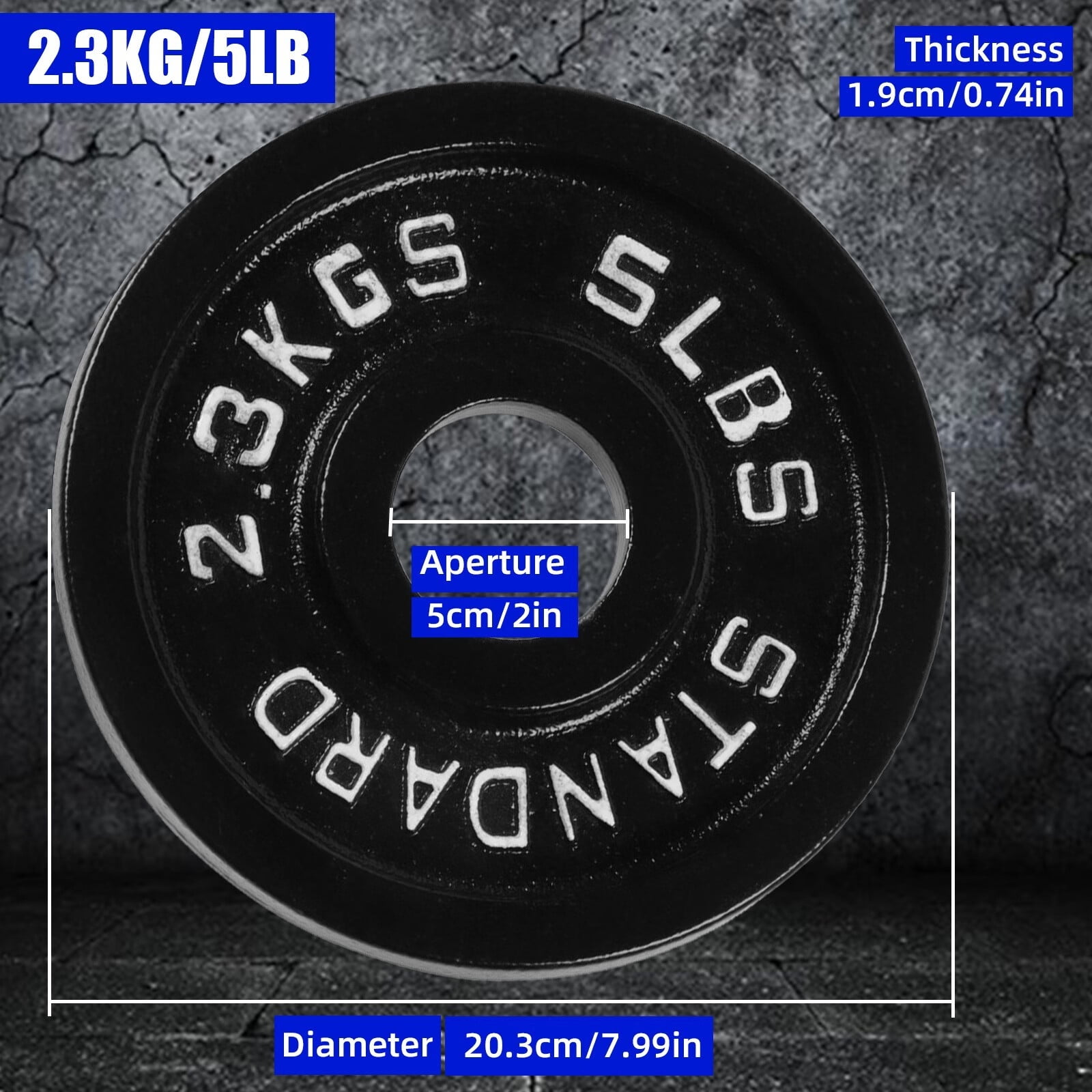 Weight Plates 2Inch 5 LB Pair,Olympic Weightlifting Plates,Solid Iron