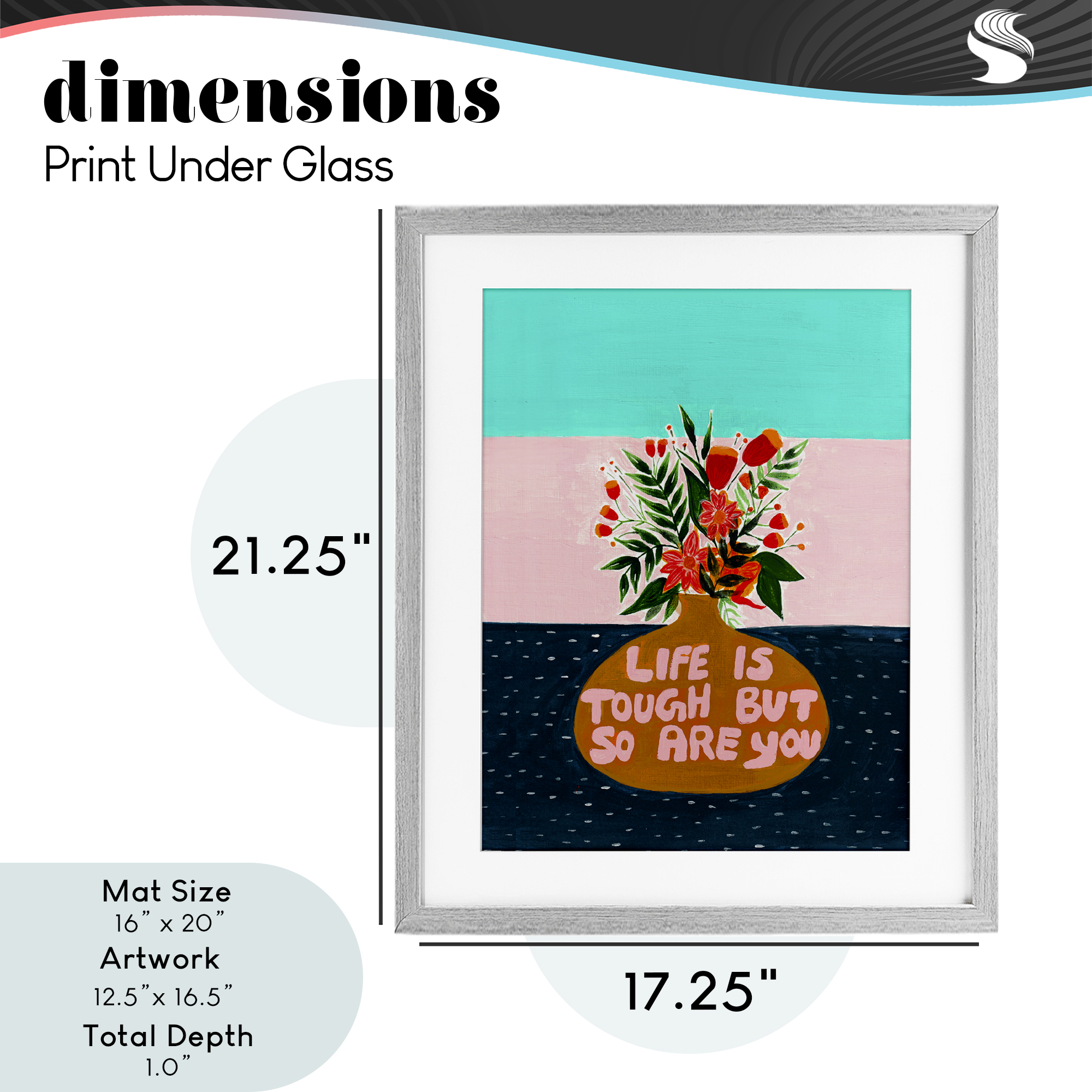 Life Tough So Are You Gray Framed Print Under Glass, design by Nabeela Rumi