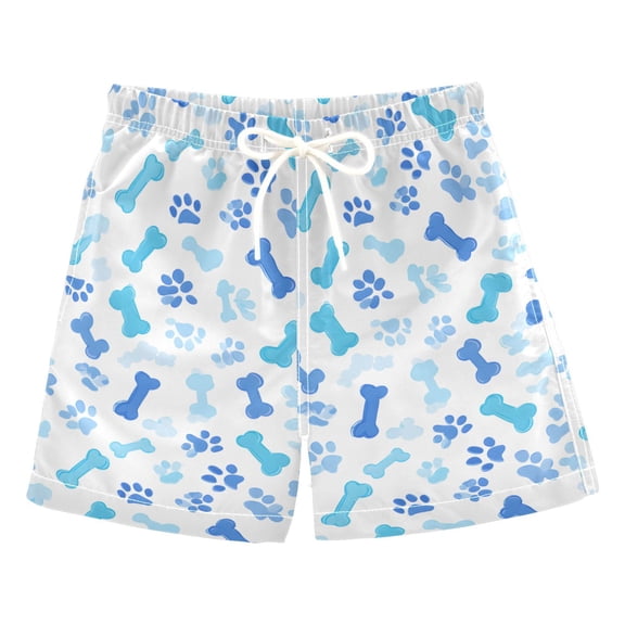 Blue Paws Bones Swim Trunks Quick Dry Beach Pool Board Shorts Lightweight Stylish Print Sizes 2T to XL