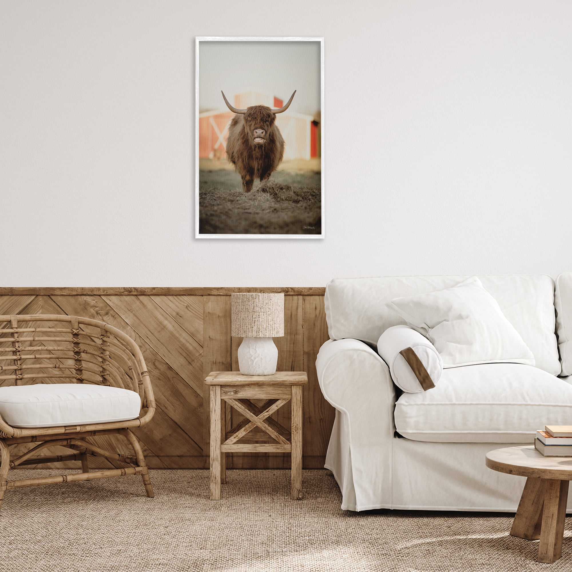 Stupell Industries Cattle on Farm Field Animals & Insects Photography White Framed Art Print Wall Art, 20 x 30