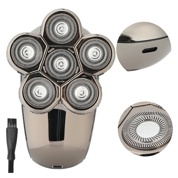Electric Head Shaver, Six Cutters Washable Beard Shaver USB Charging for Shave Head for Shave for Men