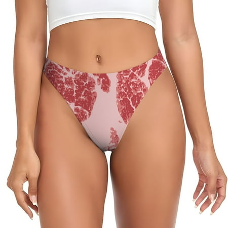 Adobk Red Meat Print Seamless Women Underwear Thongs No Show Ladies Thong No Line Breathable Comfortable Panties Undies for Women-X-Large