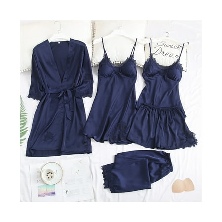 

Liveday Female Pajamas Set 5pcs Sleepwear Lace Comfortable Sleepwear Loungewear