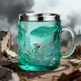 thumbnail image 3 of TIELUTT 3D Sci Fi Robot Mug Novelty Coffee Cup with Embossed UFO Design Color Changing Glass with Stainless Steel Rim Wooden Coffee Mug Set Unity Cup 1950's Juice Glasses Cup Set Kitchen Cups Glass S, 3 of 4