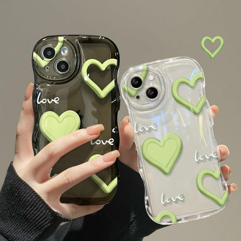 3D Pleated Heart Pattern Solid Color Personalized Phone Case Skin Feel Compatible With IPhone 15 Pl, Grey