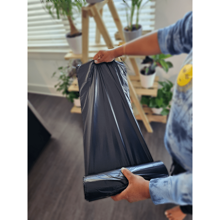 Large 40-45 Gallon Trash Bags Heavy Duty - 1.6 Mil Thick,39''x47'' Black Garbage