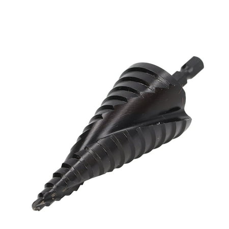 

Step Drill Bit HSS Spiral Groove Pagoda Hole Reamer Hex Shank Tool for Metal Black 15 Steps(4‑32mm)
