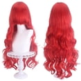 thumbnail image 1 of Peluca de disfraz roja de cobre rizada larga, pelucas de sirena rojas de 80 cm para niñas, peluca roja con ondas rizadas, clips para disfraz de Halloween, 1 of 5
