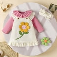thumbnail image 5 of NOLDARES Baby Girl Fall Winter Clothes Cute Outfits Long Sleeve Romper Overall Skirt Dress Headband 3PCS Newborn Outfit(Pink,0-3 M), 5 of 9