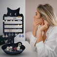 thumbnail image 2 of WOXBITA Earring Holder Hanging Organizer Stand Jewelry Rack Metal Cute Cat Tree Shelf Room Decor Table Ear Stud Holder Display Tower with Ring Storage Tray for Teens Girls Kids Cat Lovers C104, 2 of 3