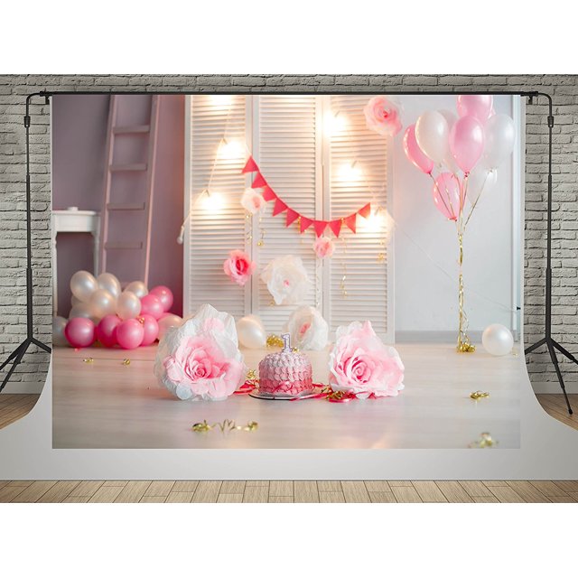 Fondos de Fotografía ABPHQTO 150x220cm Flores Rosas para 1er Cumpleaños