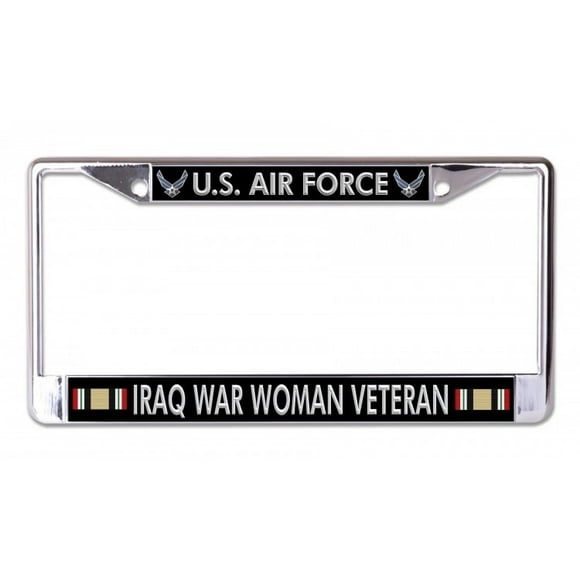 U.S. Air Force Iraq War Woman Veteran Chrome License Plate Frame