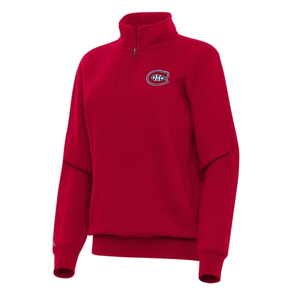 Women's Antigua Red Montreal Canadiens Victory Quarter-Zip Sweatshirt