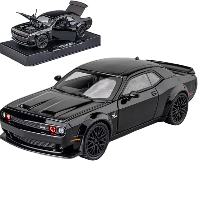 Erbadihago Modelo de Coche de Juguete 1/32 Dodge Challenger Hellcat Modelo de Coche de aleación con luz y Sonido Coches Modelo coleccionables vehículos de Juguete extraíbles para niños de 3 años en ad