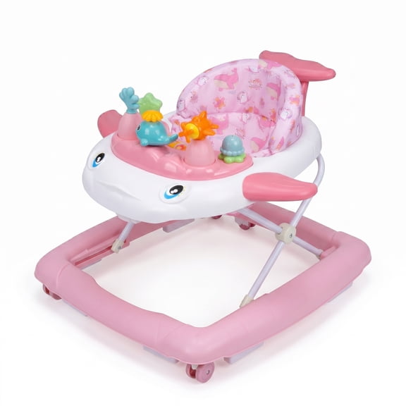 Baby Walker Boy Girl Music Lights Adjustable Foldable Anti-Rollover,Flower