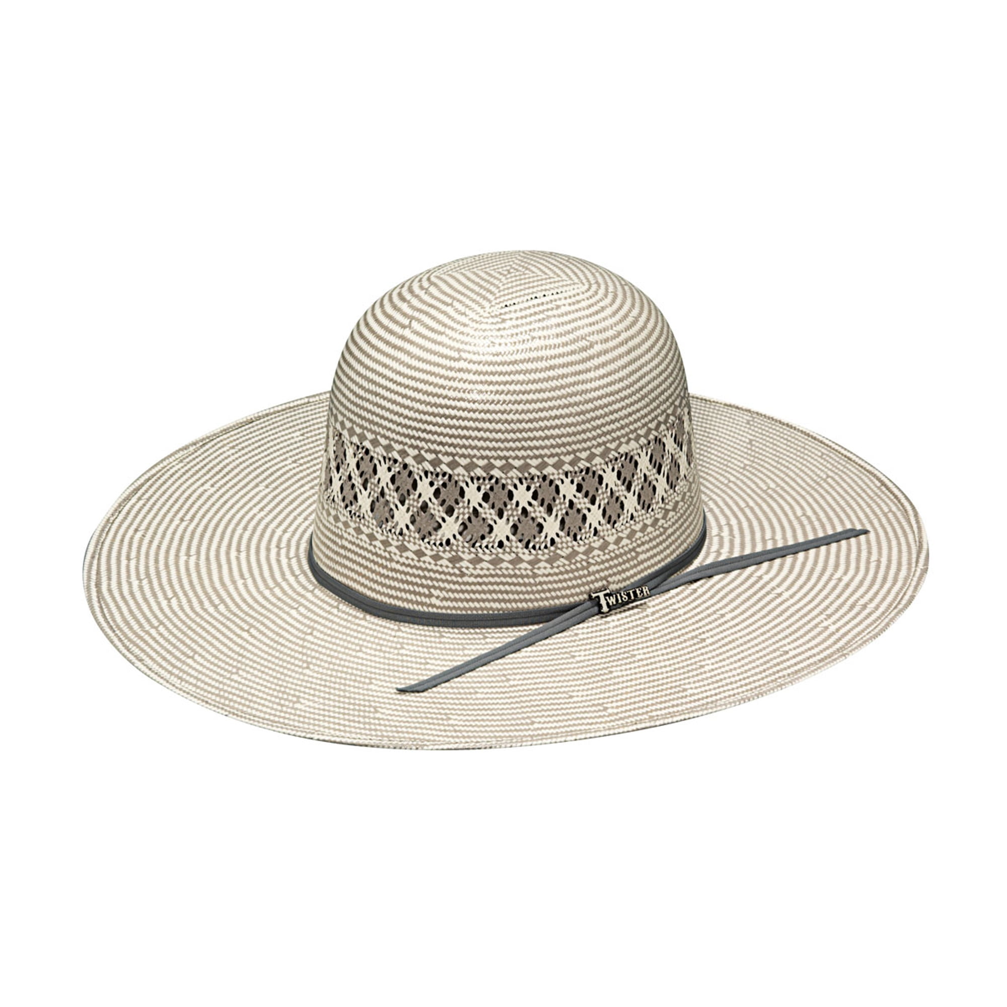 Twister Ivory/Grey Straw 20X Shantung Open Hat 6.75