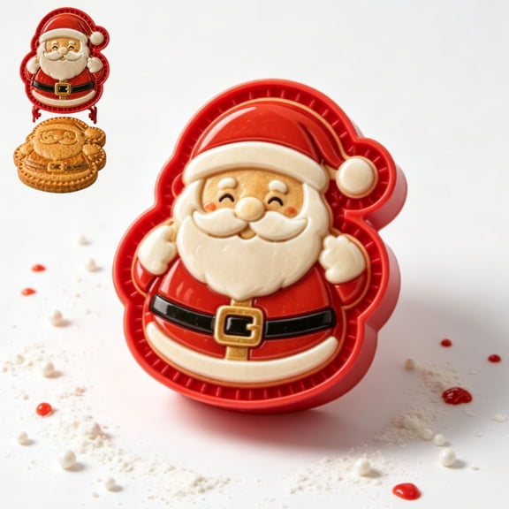 Christmas Santa Claus Mini Pie Molds,Cookie Cutter, DIY Baking Tools forHand Pies, 3D Embossed Press‑in Plastic Cookie Stamp Molds,Holiday Baking Essentials for Picnics,Xmas Holiday Party Treats