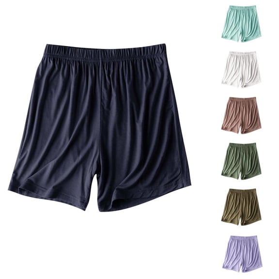 Ahuyic Womens Short Pants Summer Plus Size Pants for Women,Womens Summer Elastic Waist Thin Shorts Solid Color Thin Style Casual Pajamas Home Pants,Purple,XXXL