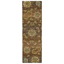 Feizy Amzad Transitional Floral & Botanical, Brown/Tan/Green, 2'6" x 8' Runner Easy Care Stain Resistant Water Resistant Classic Paisley Design Carpet for Living Dining Bed Room