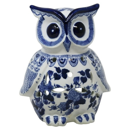 Sagebrook Home White Blue Ceramic Owl