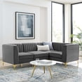thumbnail image 3 of Modway Triumph Channel Tufted Performance Velvet 4-Piece Sectional Sofa in Gray, 3 of 10