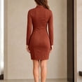 thumbnail image 6 of Bxsruta Womens Long Sleeve Mock Neck Bodycon Dress Casual Midi Work Dresses, 6 of 7