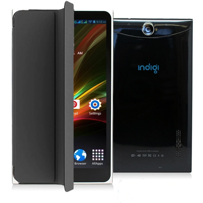 Indigi® 7inch Factory Unlocked 3G Smart Phone 2-in-1 Phablet Android 4.4 Tablet PC w/ Built-in Smart Cover (Black)