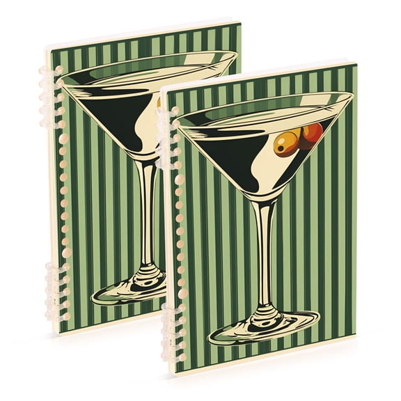 FORMRS 1-Subject Spiral Notebook 8" x 5" College Ruled 60 Refillable Sheet A5 Hard Cover, 2 Pack, Retro Martinian