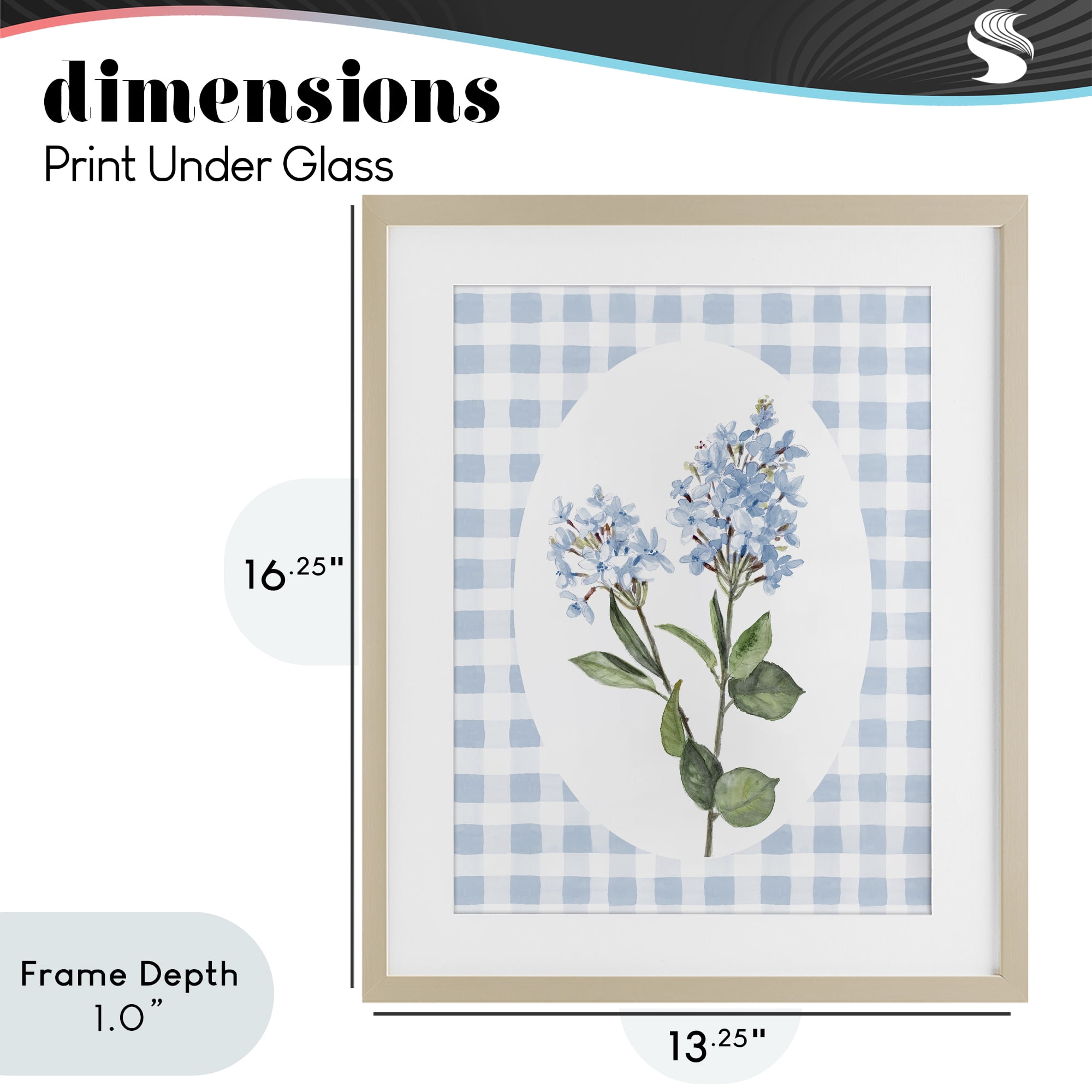 Stupell Industries Blue Checkered Blooms Birch Framed Print Under Glass, design by Lanie Loreth