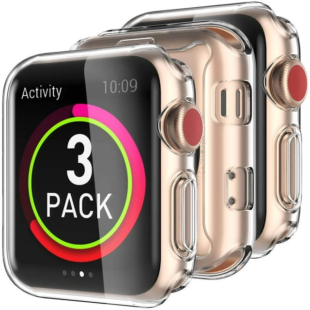 Delidigi 3 Pack High Clear iwatch Case Screen Protector TPU All Around Shockproof Case Compatible with Apple Watch 38mm