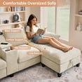 thumbnail image 4 of 116" U Shaped Couch Modular Sectional Sofa with 2 Storage Ottomans & 1 Storage Console,USB Charging Ports & 2 Cup Holders & 2 Throw Pillows,Modern Linen 4 Seater Sofa for Living Room,Apartment,Office, 4 of 11