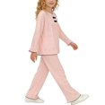 thumbnail image 5 of Ashirexll Girls Summer Clothes Solid Color Round Neck Long Sleeve Fashion Top with Pants Homewear Casual 2 Piece Set, 5 of 7