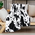 thumbnail image 2 of Unique Bargains Cow Printed Soft 300GSM Flannel Throw Blanket Sofa Bed Black 39" x 51", 2 of 8