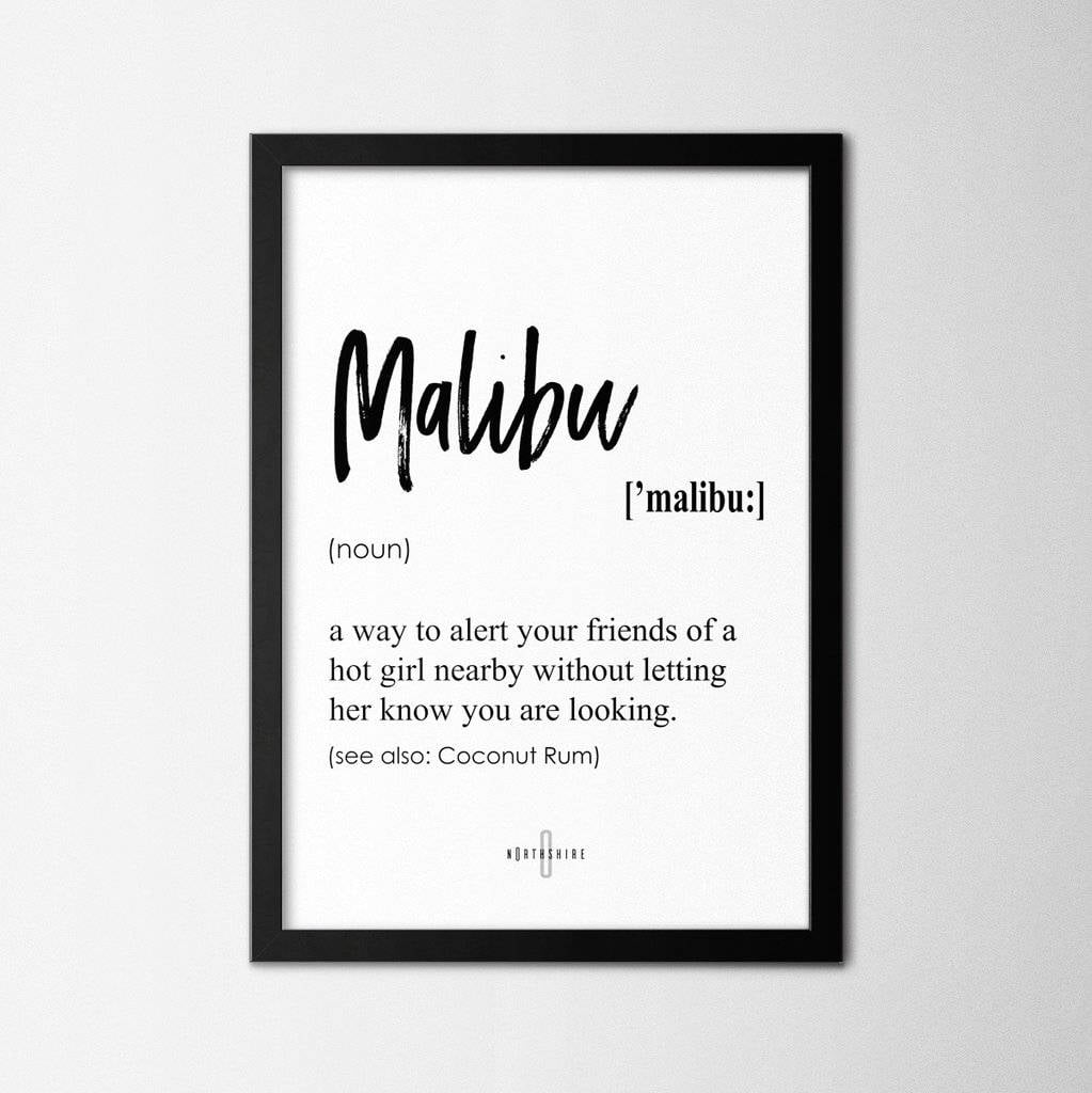 LaModaHome Malibu Poster Print, Framed Unframed Poster Print, Affiche, Plakat, Wall Art, Art Wall Decor, Dictionary Poster Print [50x70 | Unframed] -