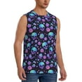 thumbnail image 2 of Kdxio purple Skull flower for Men's Muscle T-shirt,Sleeveless for Workout Running Athletic Gym Lounge Casual, 2 of 5