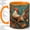 Orange, variant on Floral Rooster Accent Mug, 11oz Ceramic Coffee Cup for Farmhouse Fans