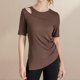thumbnail image 4 of Camisetas de Manga Corta para las Mujeres Casual Color Sólido Deportes Yoga Cuello Redondo, Top Ligero para el Uso Diario, Hogar Y Cómodo, 4 of 8